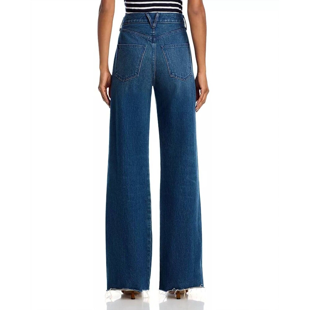 Veronica Beard Taylor Relaxed Wide Leg High Rise Jeans 28 Raw Hem - Picture 2 of 9